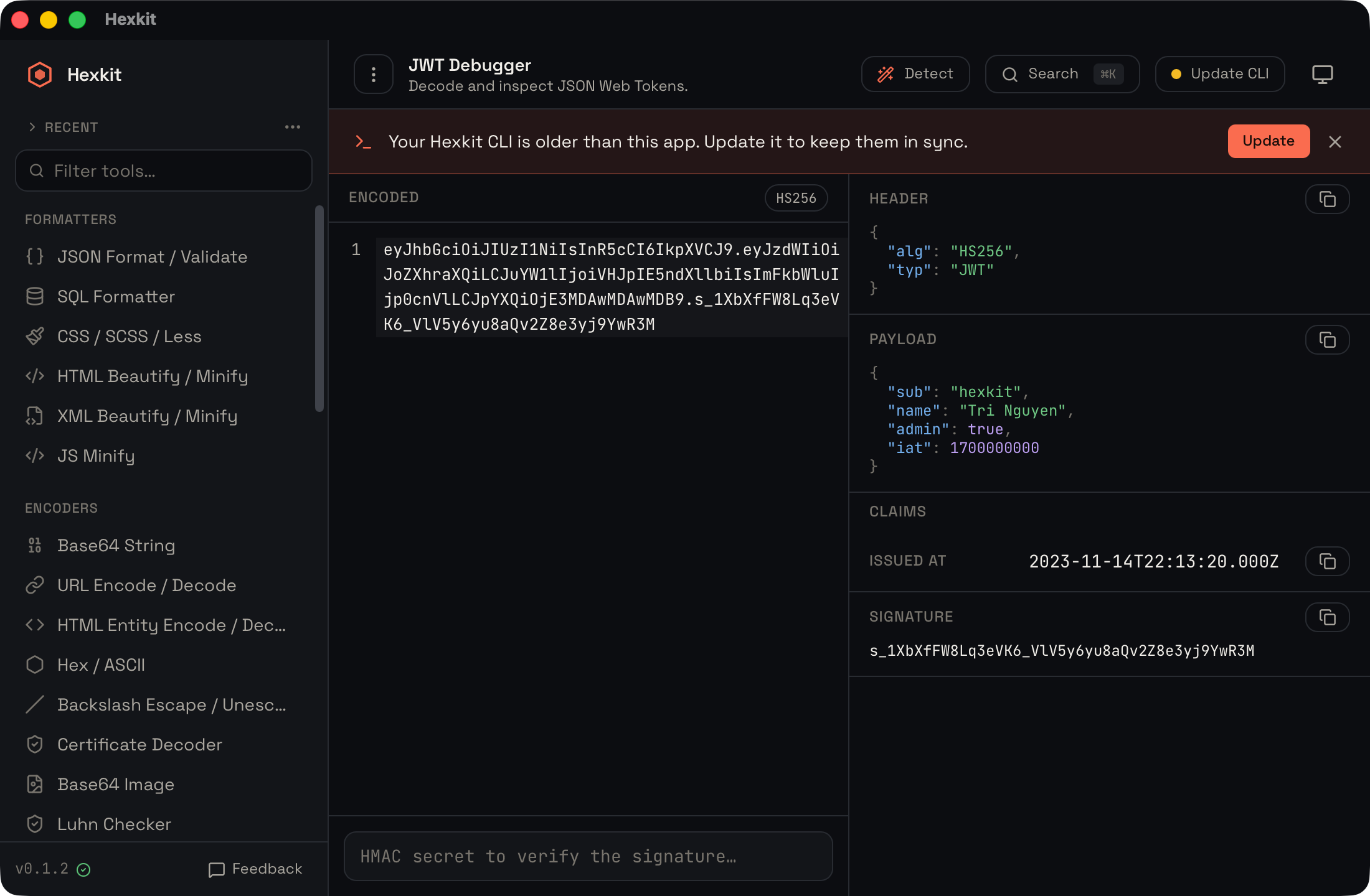 JWT debugger interface screenshot